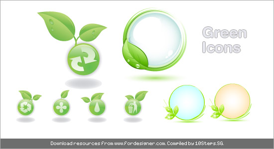 Green Buttons – 12 Icons